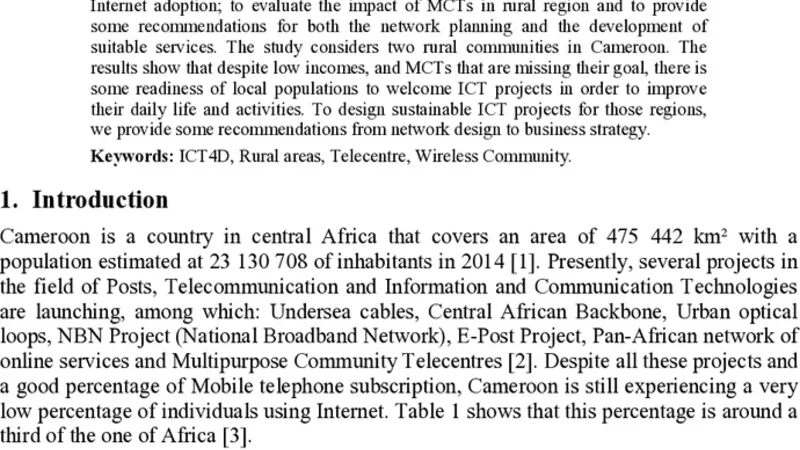 Rethinking Network Connectivity in Rural Communities in Cameroon