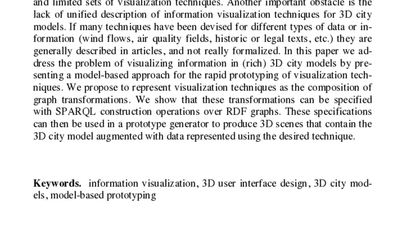 Prototyping Information Visualization in 3D City Models: a Model-based   Approach