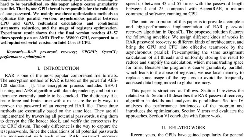 Optimized Password Recovery for Encrypted RAR on GPUs