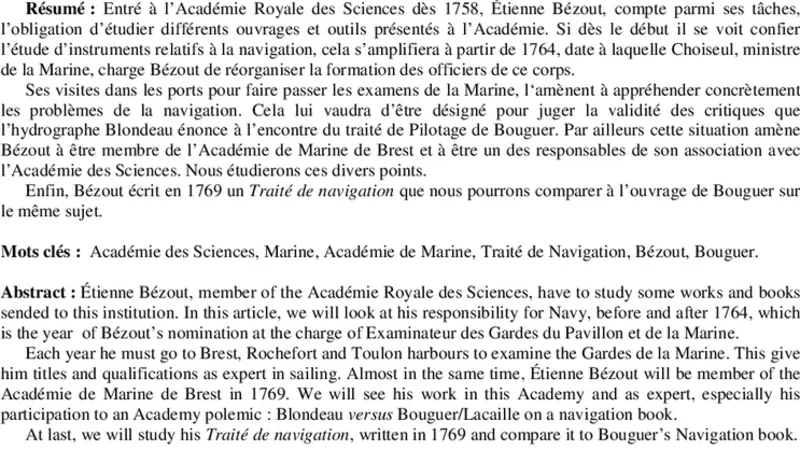 Un successeur de Bouguer : Etienne Bezout (1730 -- 1783) commissaire   pour la marine `a lAcademie royale des sciences