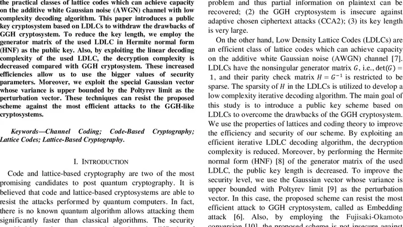 Improving GGH Public Key Scheme Using Low Density Lattice Codes