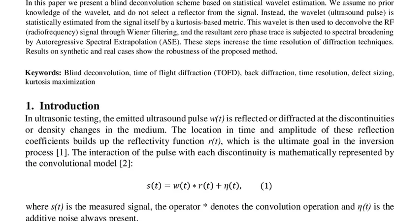 시간 추정 향상을 위한 블라인드 디컨볼루전: TOFD와 백스캐터 크기 측정 적용