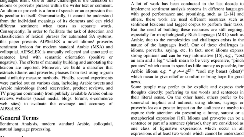 아랍어 관용구 감성 사전 구축과 분석