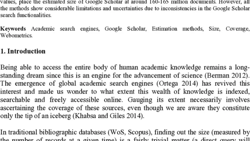 Google Scholar 규모 추정 방법