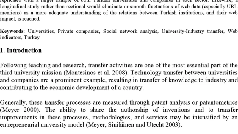 대학과 산업의 온라인 네트워크 분석 터키 사례