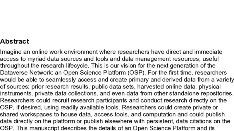 An Open Science Platform for the Next Generation of Data