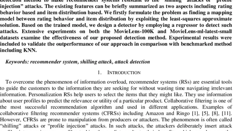 Detecting Abnormal Profiles in Collaborative Filtering Recommender   Systems