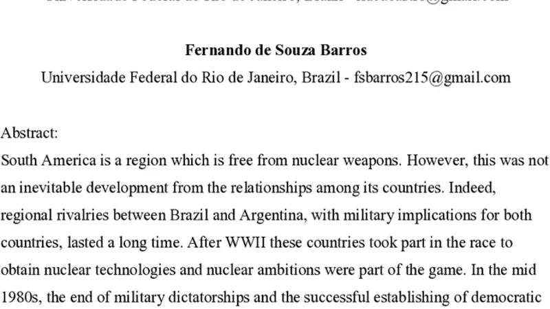 Nuclear Weapons in Regional Contexts: The Cases of Argentina and Brazil