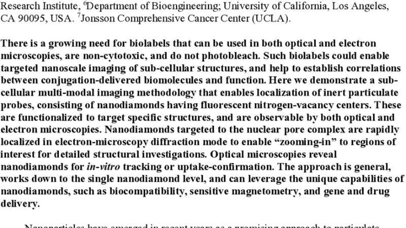 Nanodiamond Landmarks for Subcellular Multimodal Optical and Electron   Imaging