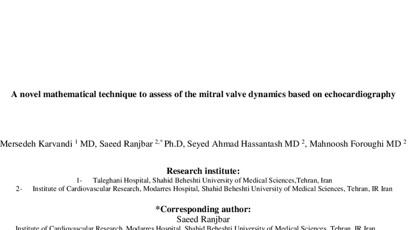 초음파 기반 승모판 역학 새로운 수학적 접근