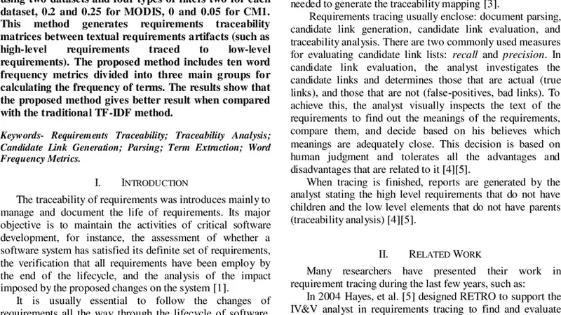 Requirement Tracing using Term Extraction