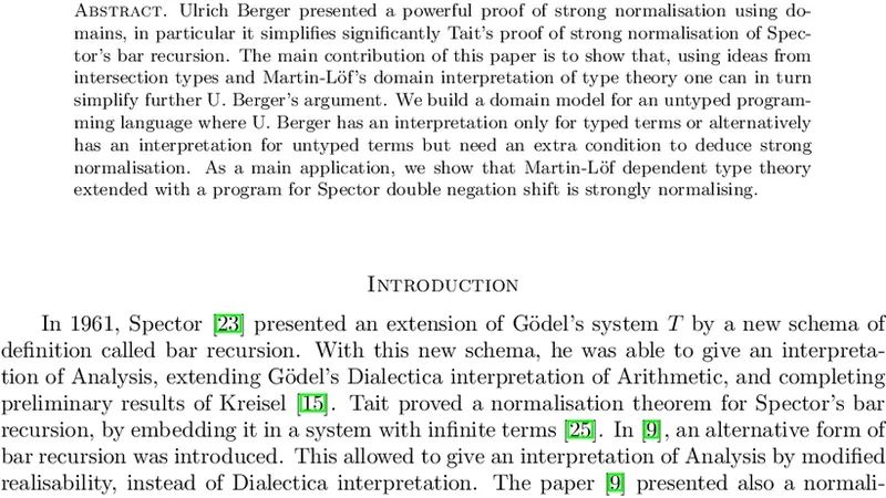 A proof of strong normalisation using domain theory