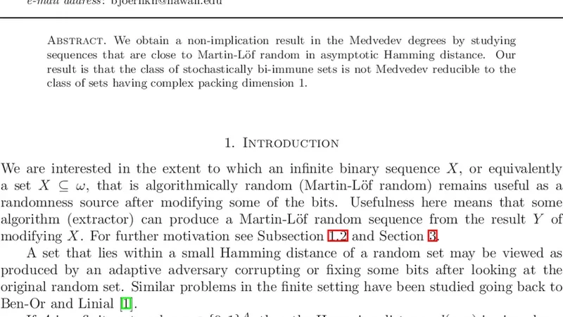 점근 해밍 거리와 비임의성 추출의 비함축