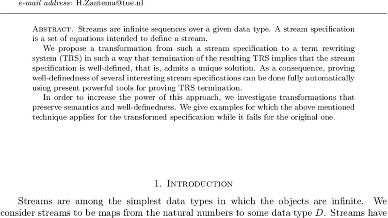스트림 정의의 명확성 변환과 종료를 통한 검증