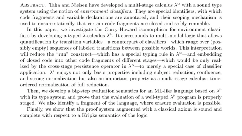 A Logical Foundation for Environment Classifiers
