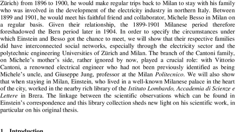 Einstein and Besso: from Z'urich to Milano