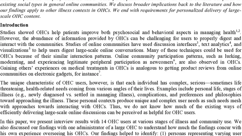 온라인 건강 커뮤니티 사용자 유형 연구와 맞춤형 설계