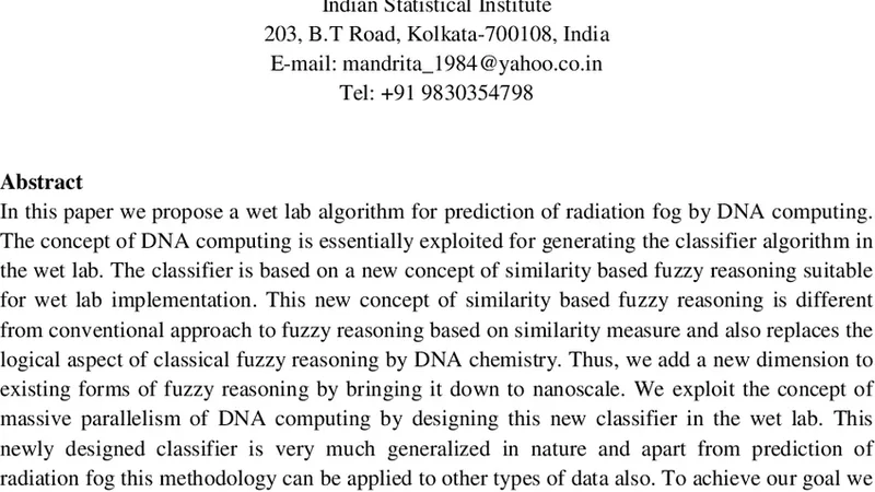 Prediction of Radiation Fog by DNA Computing