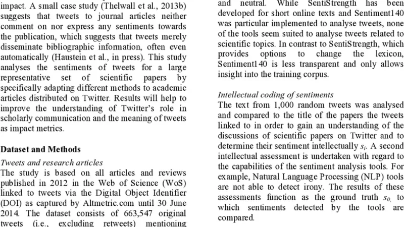 Adapting sentiment analysis for tweets linking to scientific papers
