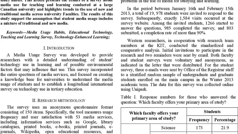 How Students Use Media: A Comparison across Faculties
