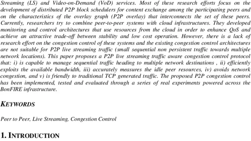 Congestion Control for P2P Live Streaming