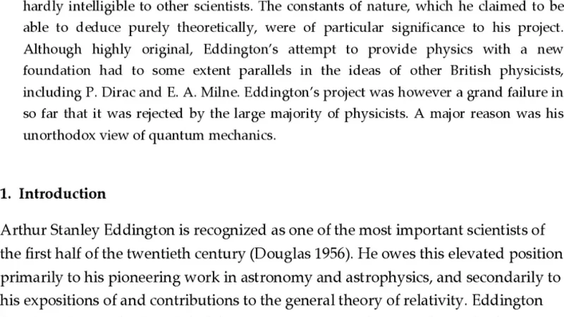 에딩턴의 전천체 이론 꿈과 실망