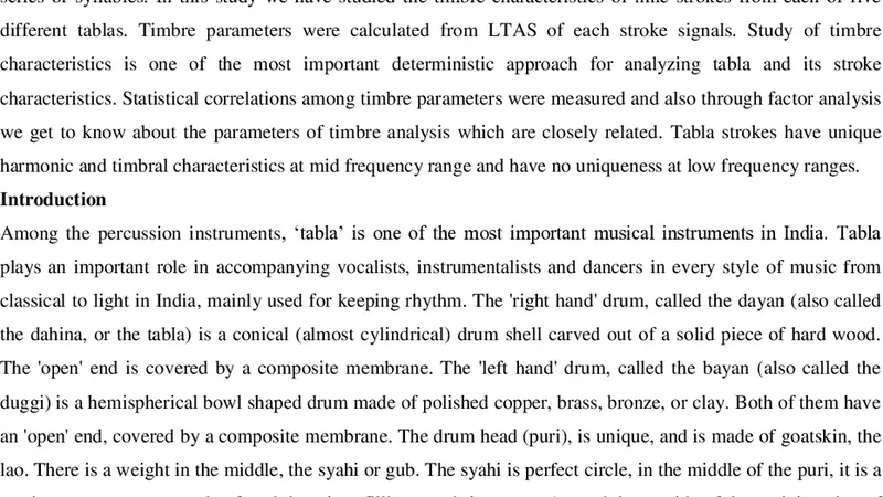Harmonic and Timbre Analysis of Tabla Strokes