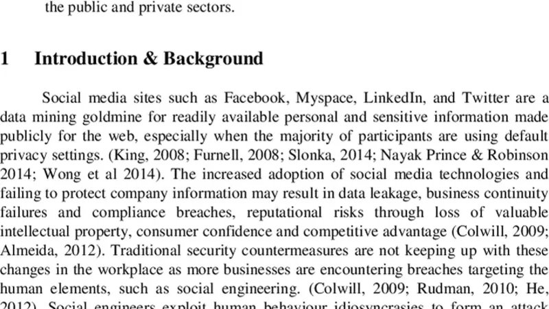 Countering Social Engineering through Social Media: An Enterprise   Security Perspective