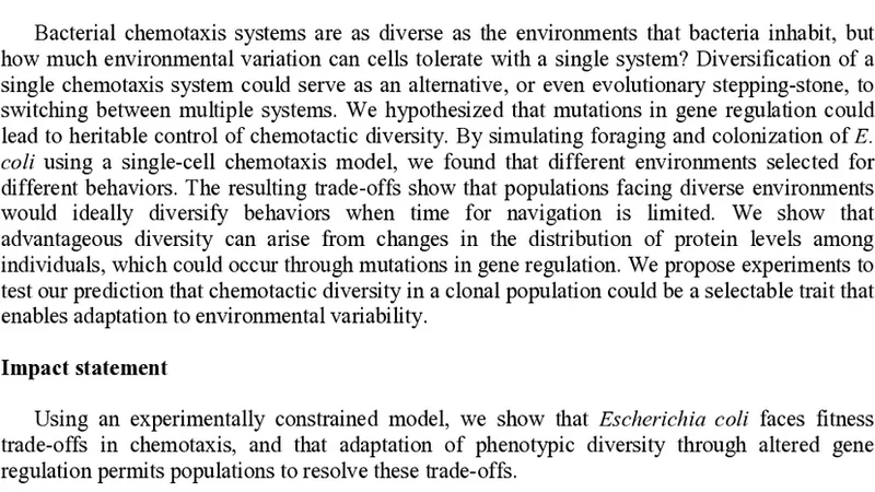 Adaptability of non-genetic diversity in bacterial chemotaxis