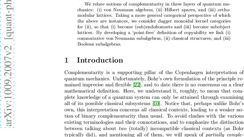 Complementarity in categorical quantum mechanics