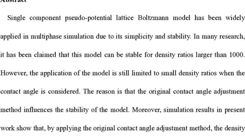 고밀도 비율에서도 안정적인 접촉각 조절을 위한 기하학 기반 의사포텐셜 LBM 개선
