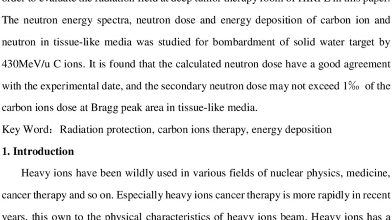 Study on neutron radiation field of carbon ions therapy