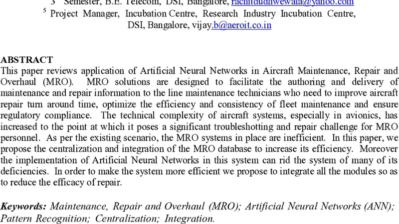 인공지능 신경망을 활용한 항공 MRO 효율 혁신 방안