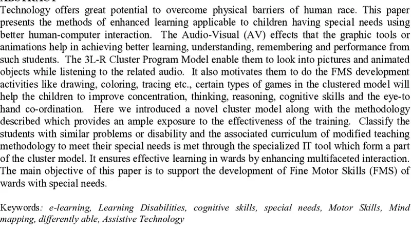 특수교육 아동의 미세운동 기술 향상을 위한 클러스터 인지 모델