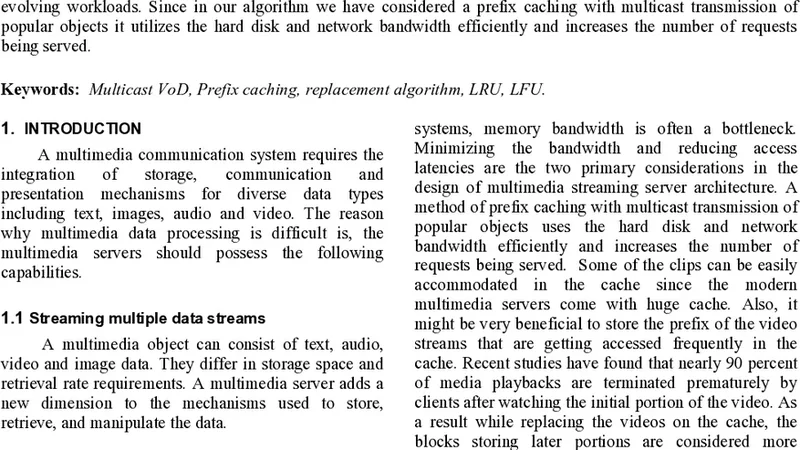 멀티캐스트 기반 인기 프리픽스 캐시의 적응형 동적 교체 기법
