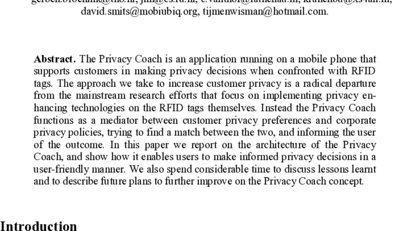 프라이버시 코치 사물인터넷 시대 고객 개인정보 보호 지원