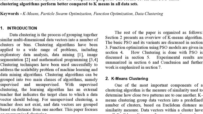 PSO 기반 군집화 성능 비교 연구