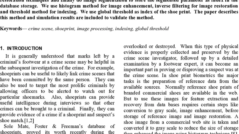 상업용 신발 프린트의 임계값 기반 색인 및 복원 이미지 생성