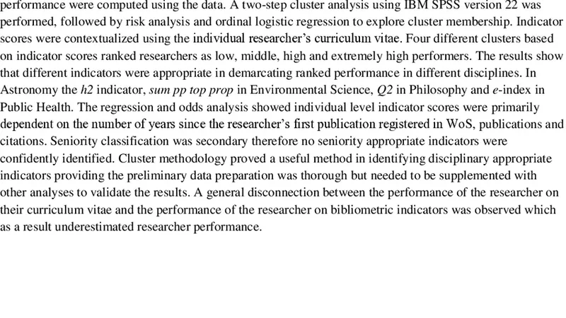 A critical cluster analysis of 44 indicators of author-level performance