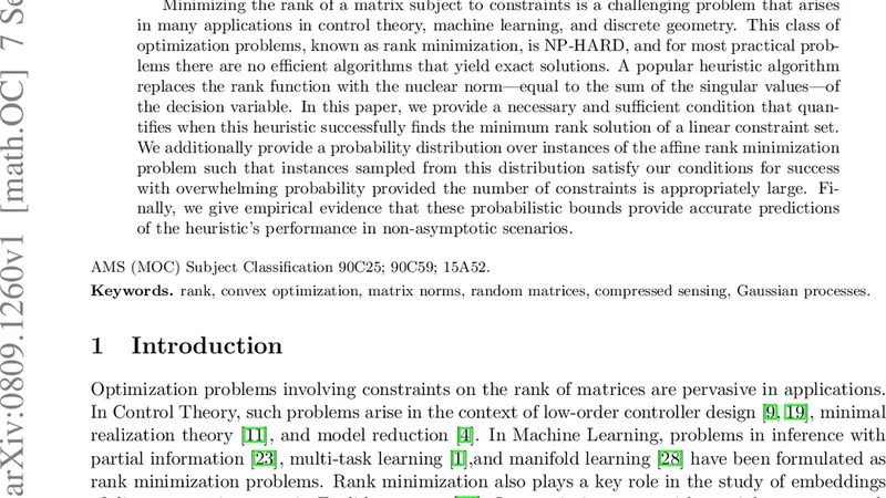 Necessary and Sufficient Conditions for Success of the Nuclear Norm   Heuristic for Rank Minimization