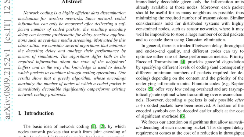 Informed Network Coding for Minimum Decoding Delay