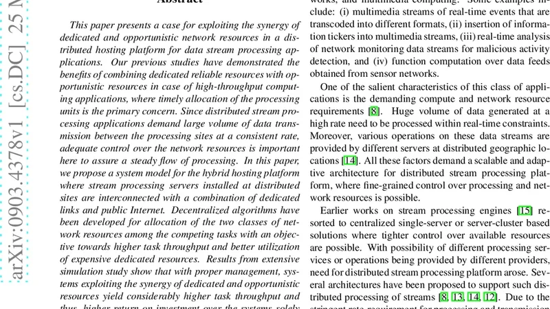 Using Dedicated and Opportunistic Networks in Synergy for a   Cost-effective Distributed Stream Processing Platform