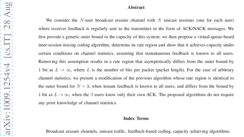 Multiuser broadcast erasure channel with feedback - capacity and   algorithms