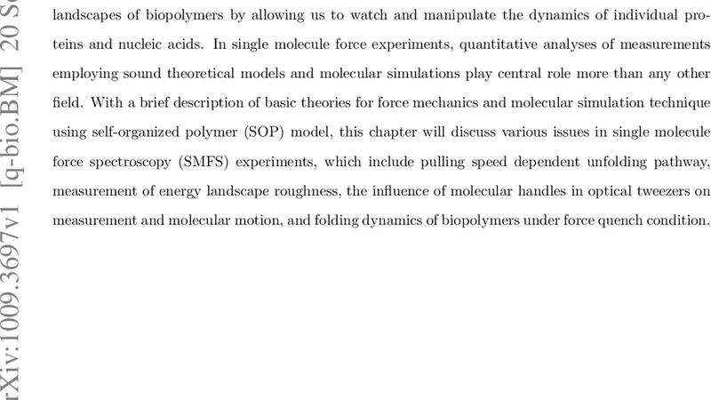 Exploring the energy landscape of biopolymers using single molecule   force spectroscopy and molecular simulations