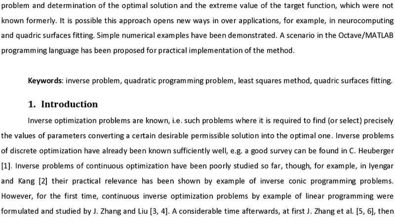 제약 없는 역이차계획 문제의 새로운 해법