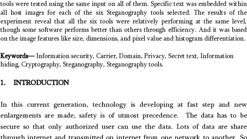 A Technical Review on Comparison and Estimation of Steganographic Tools