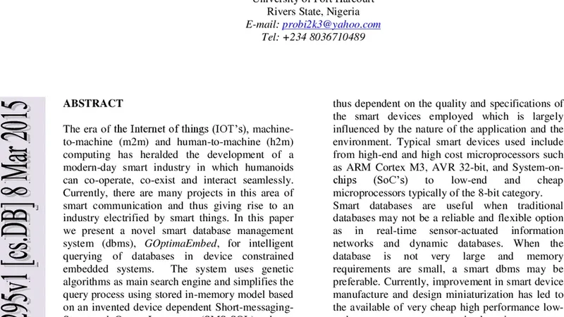GOptimaEmbed: A SmartSMS-SQLDatabaseManagementSystem for Low-Cost   Microcontrollers