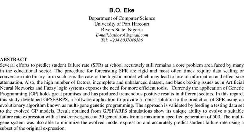A Multi-Gene Genetic Programming Application for Predicting Students   Failure at School