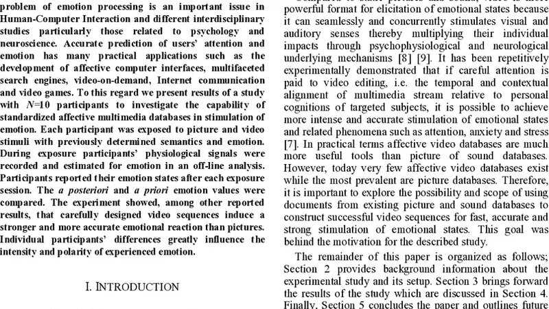 표준 이미지와 비디오의 감정 유발 효과 비교 연구
