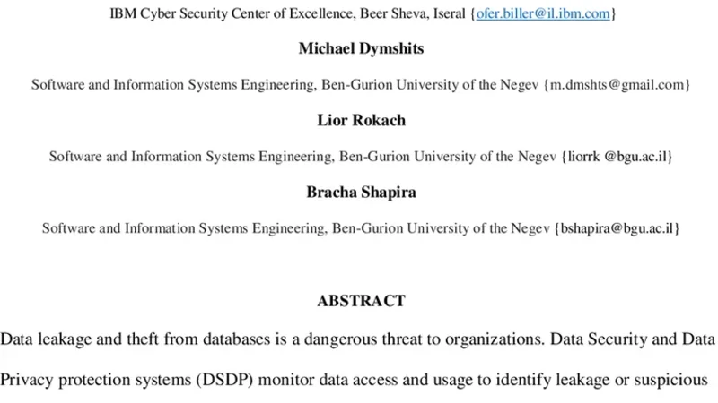 Sampling High Throughput Data for Anomaly Detection of Data-Base   Activity